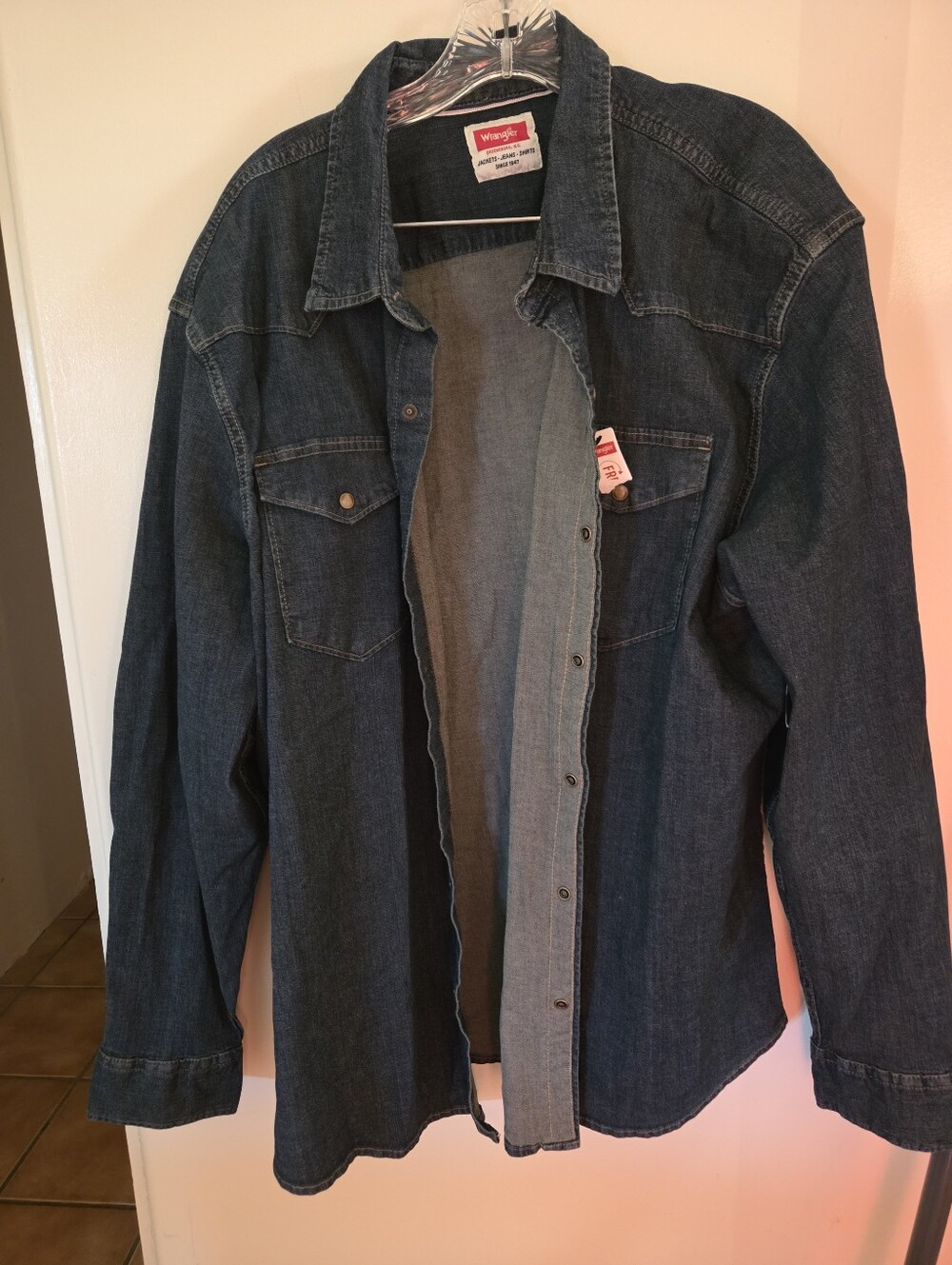 Wrangler Indigo Denim Western Shirt Jacket - Indigo Blue